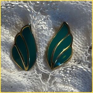 Vintage Enamel Leaves Earrings